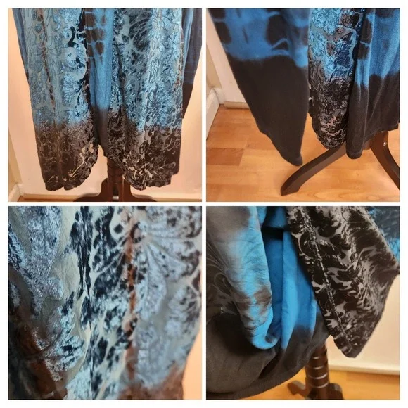 Chicos Zenergy 1 Women Velour Burnout Tunic Top Sz M Teal Long Sleeve Goth Boho - Picture 9 of 10